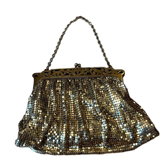Vintage Whiting & Davis Co. Gold Mesh Purse Bag 1950-60 Handbag w/ Filigree Top - Picture 6 of 8